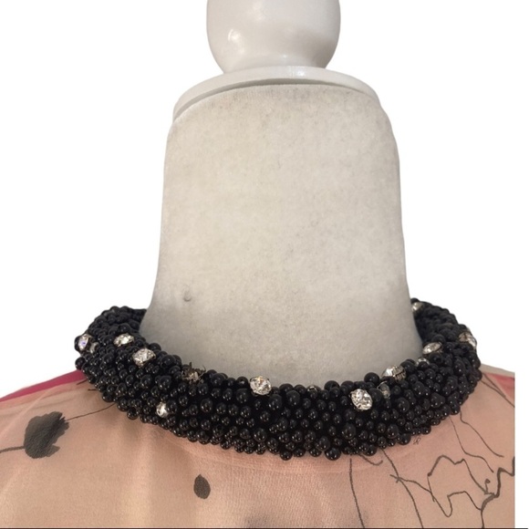 Magaschoni Collection Silk blouse Tunic Beaded Collar Double layer Chiffon - Picture 10 of 14